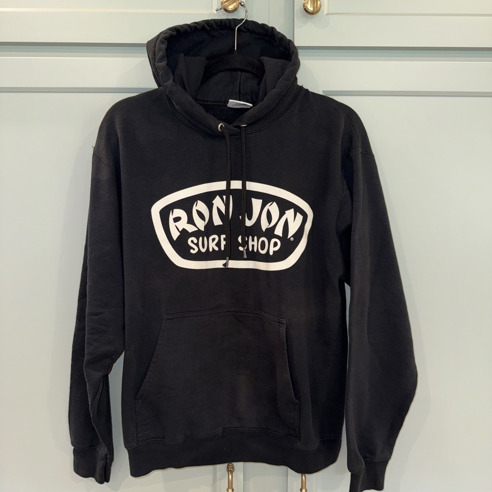 Ron Jon Hoodie Small Black Graphic‎ Logo Beach Surf Shop Surfer Y2K